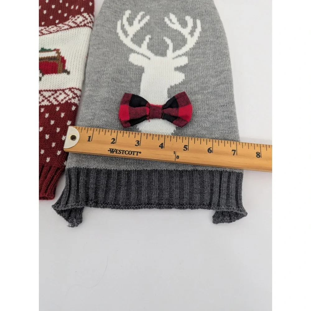 Pet Spirit‎ SimplyDog Christmas Sweaters Set of 2 Reindeer Woodie Wagon S/M